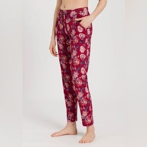 NWT Hanro Cotton Blend Lounge Pants in red Floral Joy size XS
